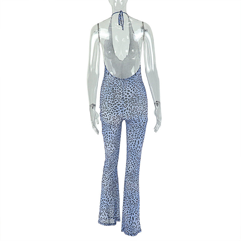Leopard Print Mesh Jumpsuit