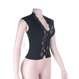 Black Lace Sleeveless Top