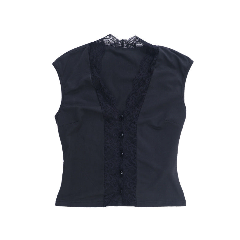 Black Lace Sleeveless Top