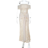 Off-Shoulder Lace Evening Gown