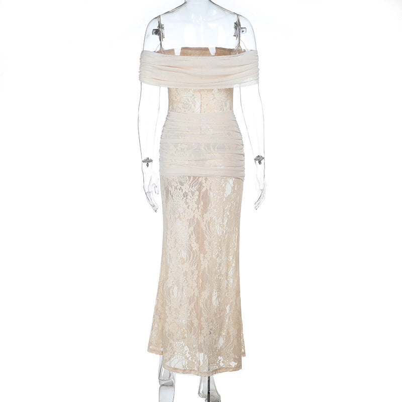 Off-Shoulder Lace Evening Gown