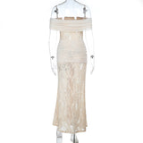 Off-Shoulder Lace Evening Gown