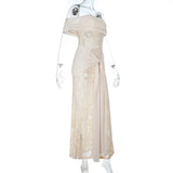 Off-Shoulder Lace Evening Gown