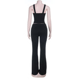 Top with Lace Detail & Flared Pants