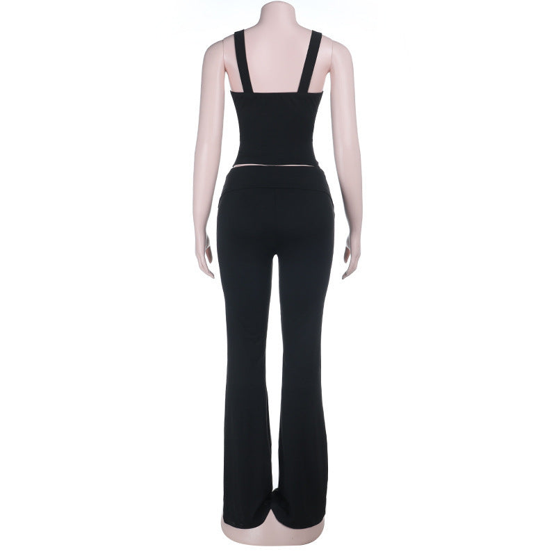 Top with Lace Detail & Flared Pants