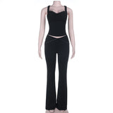 Top with Lace Detail & Flared Pants