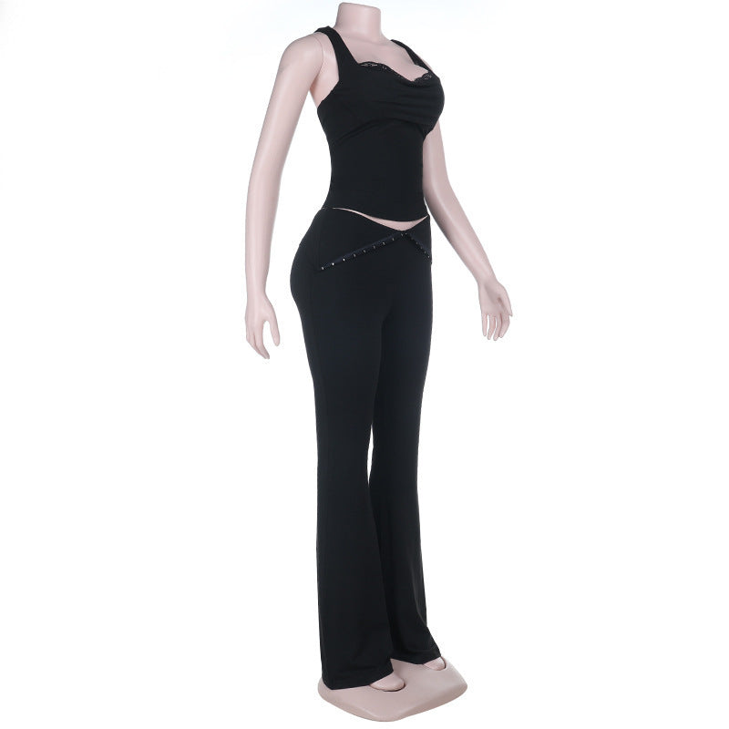 Top with Lace Detail & Flared Pants