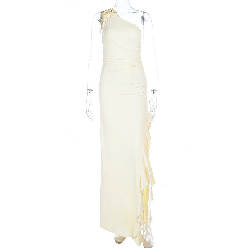 One-Shoulder Ruffle Maxi Dress