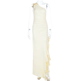 One-Shoulder Ruffle Maxi Dress
