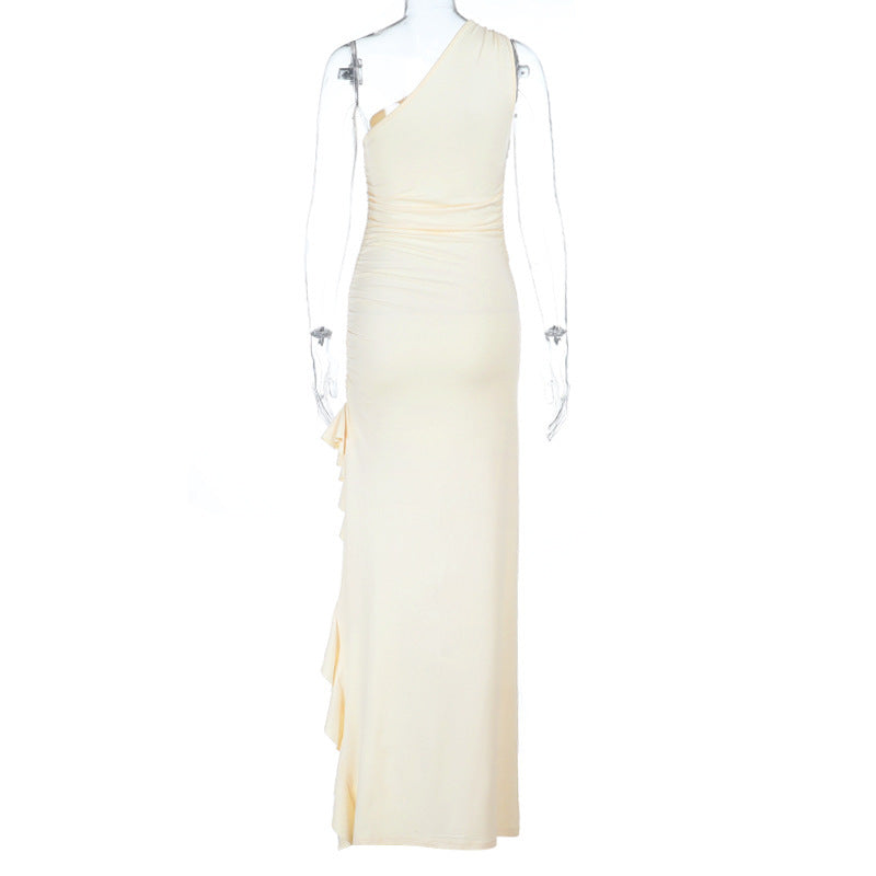 One-Shoulder Ruffle Maxi Dress