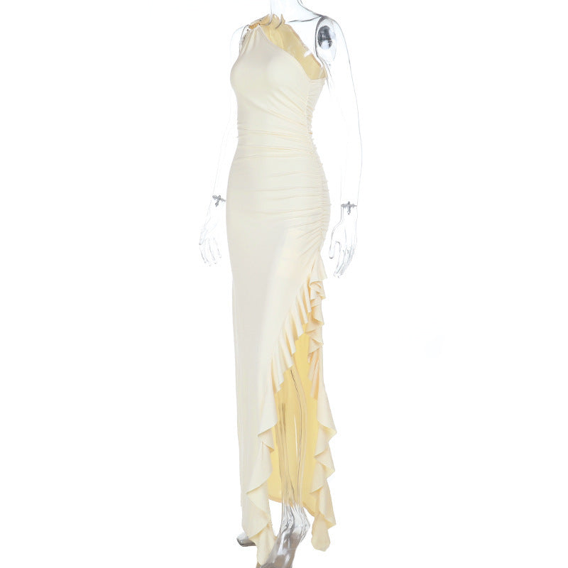 One-Shoulder Ruffle Maxi Dress