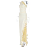 One-Shoulder Ruffle Maxi Dress