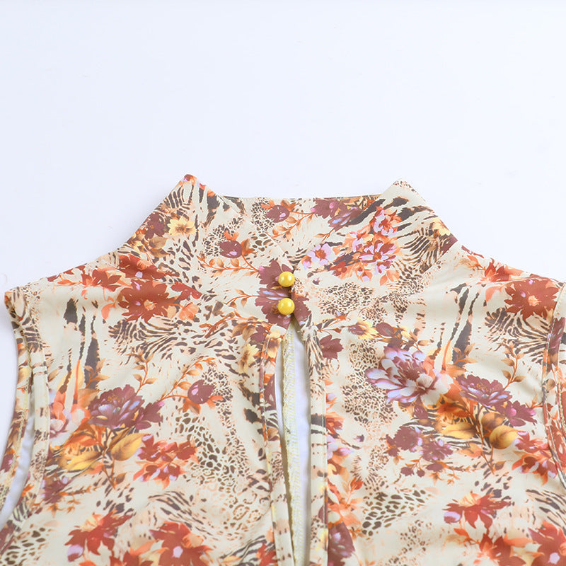 Floral Sleeveless Dress with Side Slit