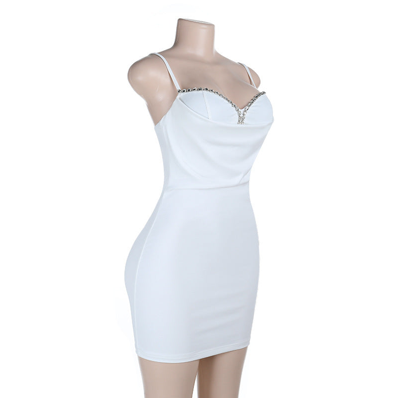 Mini Dress with Embellished Neckline