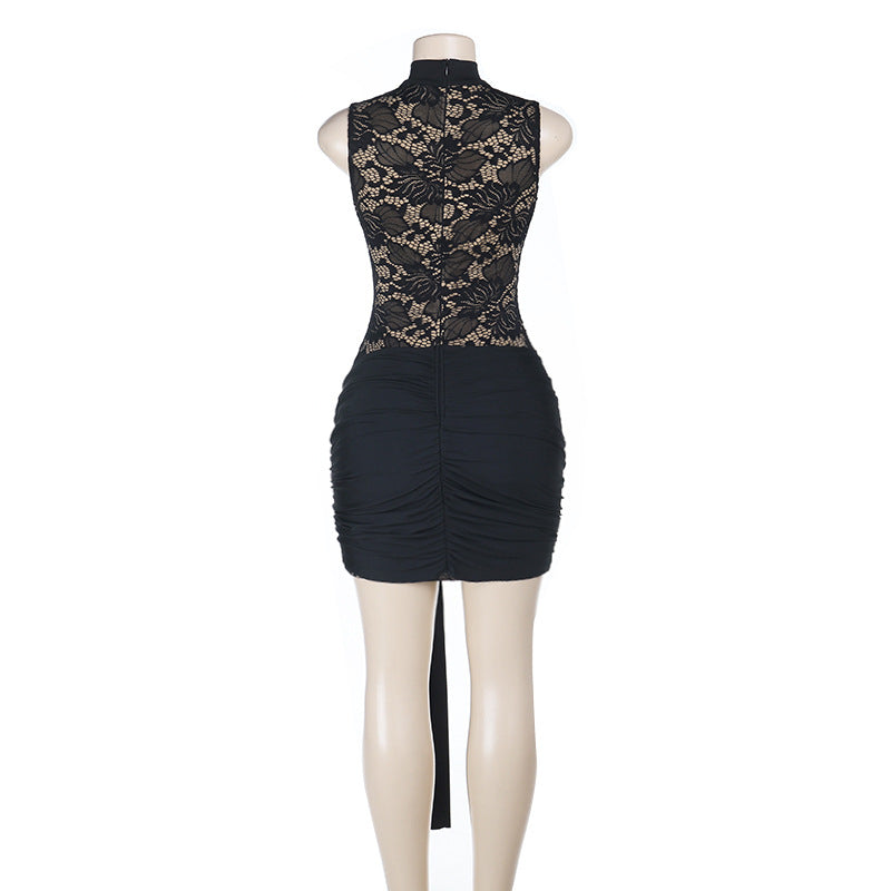 Black Lace Cutout Mini Dress