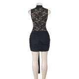 Black Lace Cutout Mini Dress