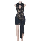 Black Lace Cutout Mini Dress