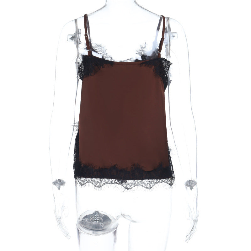 Camisole with Black Lace Trim