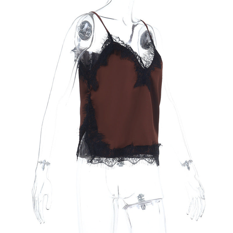 Camisole with Black Lace Trim
