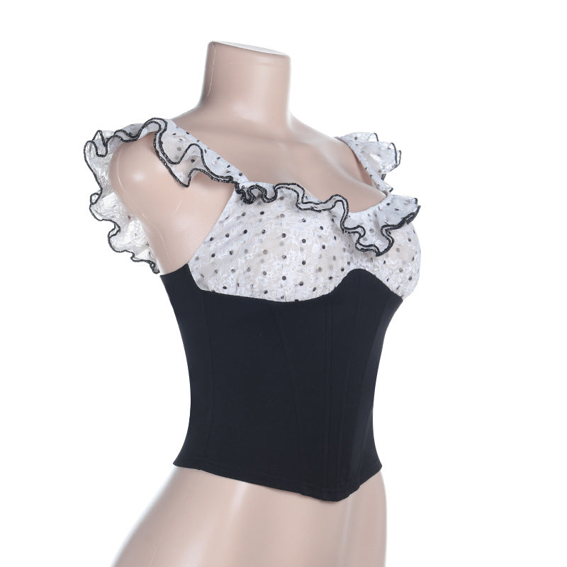 Ruffled Off-Shoulder Top with Corset Detail