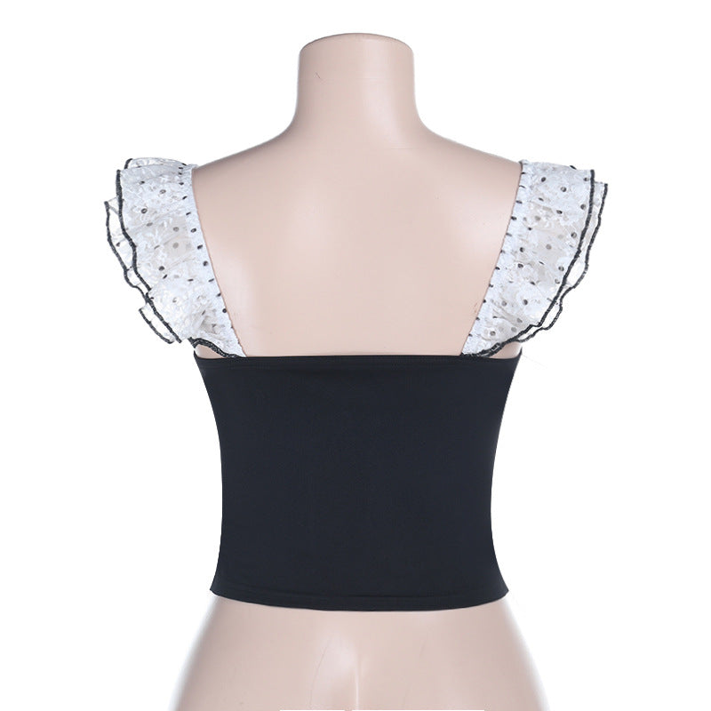 Ruffled Off-Shoulder Top with Corset Detail