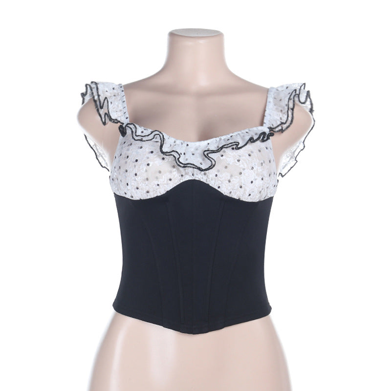 Ruffled Off-Shoulder Top with Corset Detail