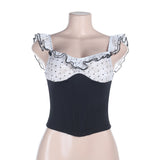 Ruffled Off-Shoulder Top with Corset Detail