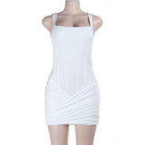 White Bodycon Dress with Ruched Detail