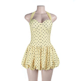 Vintage-Inspired Yellow Polka Dot Dress