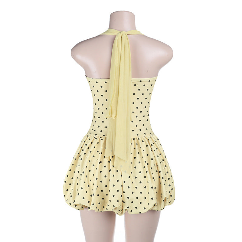 Vintage-Inspired Yellow Polka Dot Dress