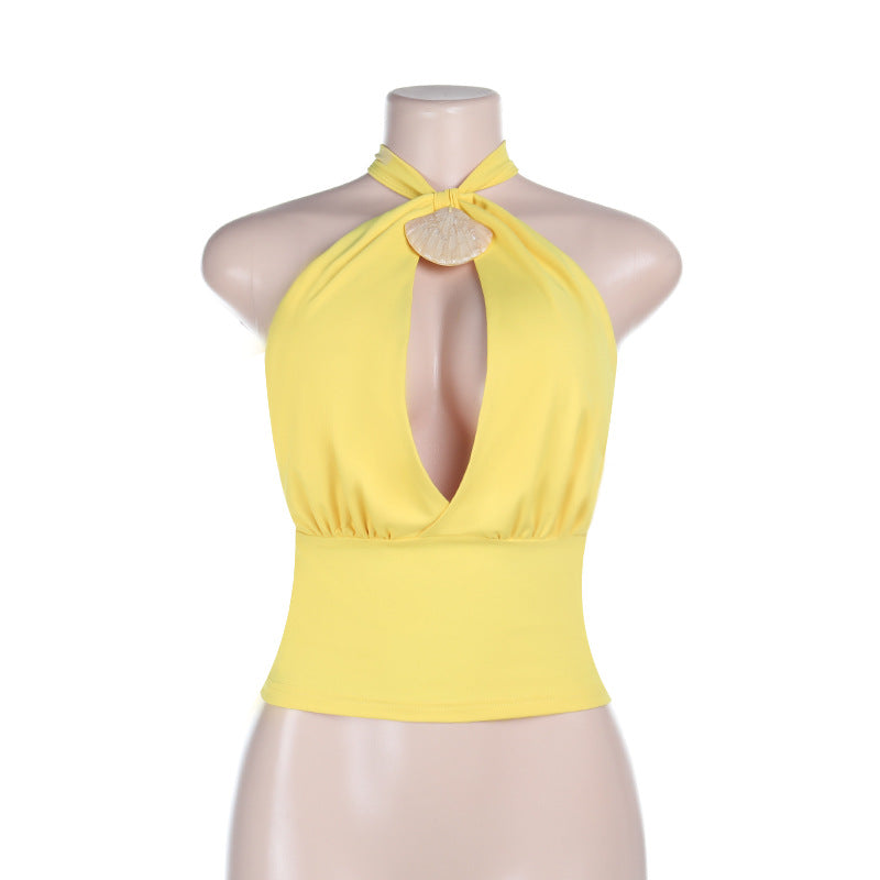 Halter Neck Crop Top with Accent
