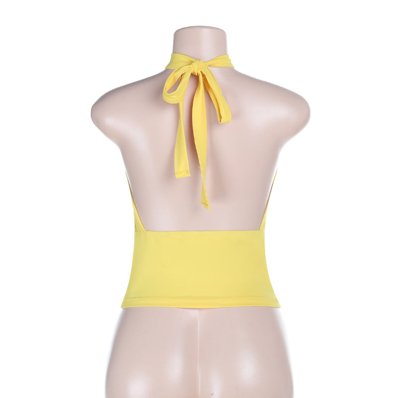 Halter Neck Crop Top with Accent