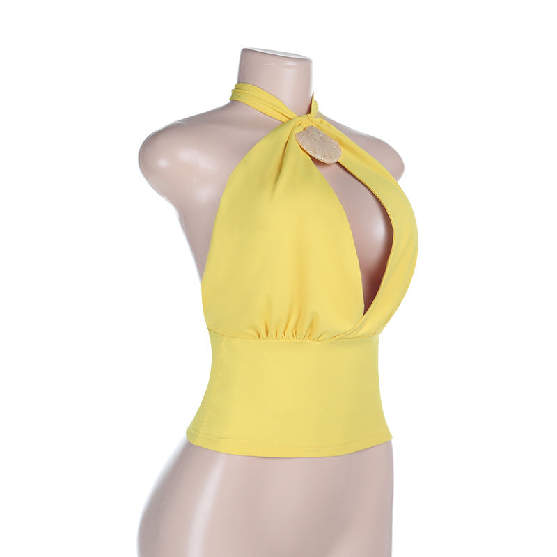 Halter Neck Crop Top with Accent