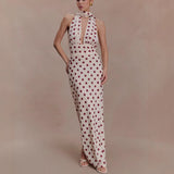 Polka Dot Halter Maxi Dress