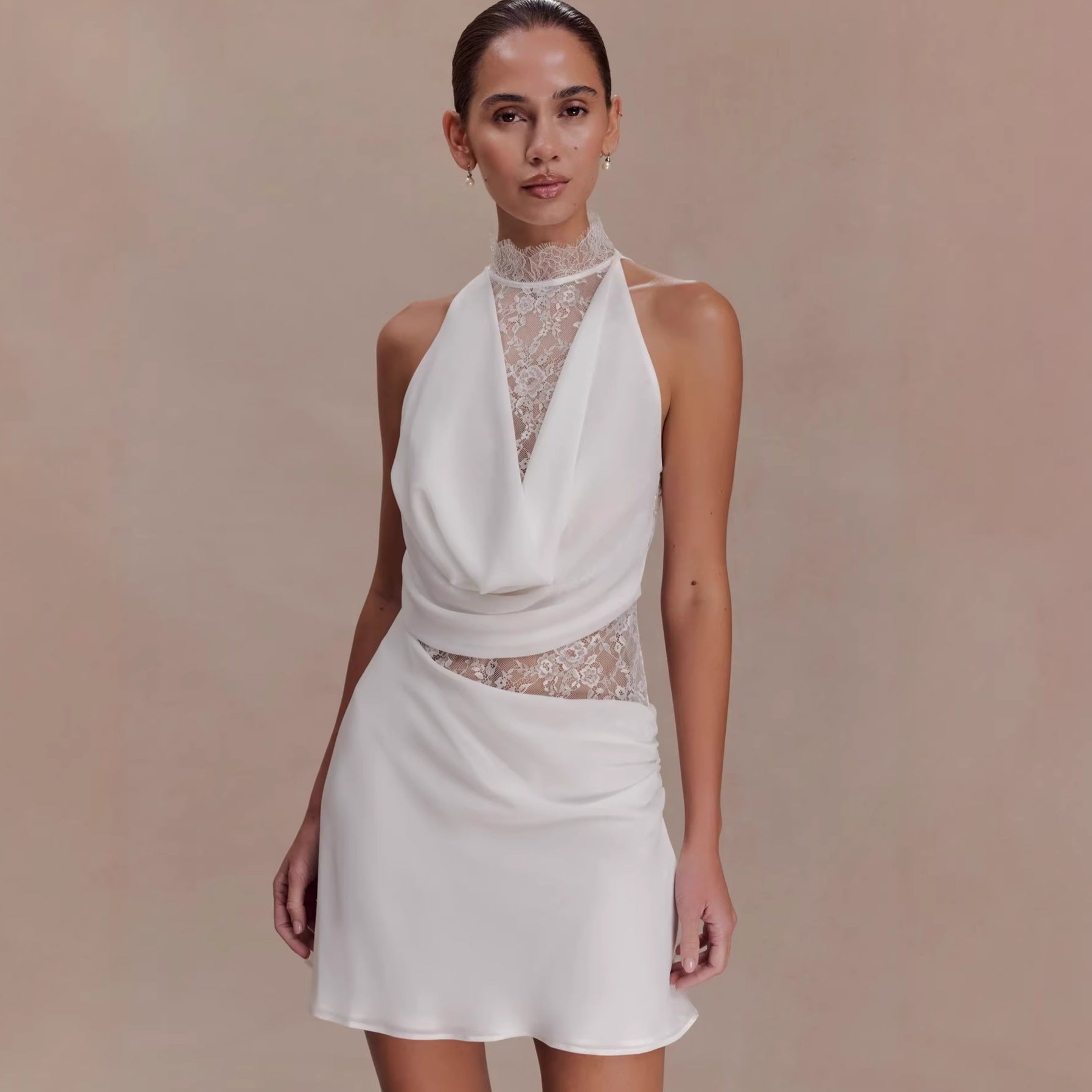 Elegant White Dress with Lace Detail