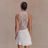 Elegant White Dress with Lace Detail