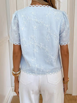 Embroidered Button-Down Blouse