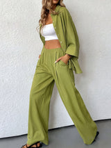 Oversized Shirt & Wide-Leg Pants Lounge Set