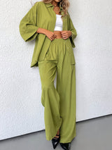 Oversized Shirt & Wide-Leg Pants Lounge Set