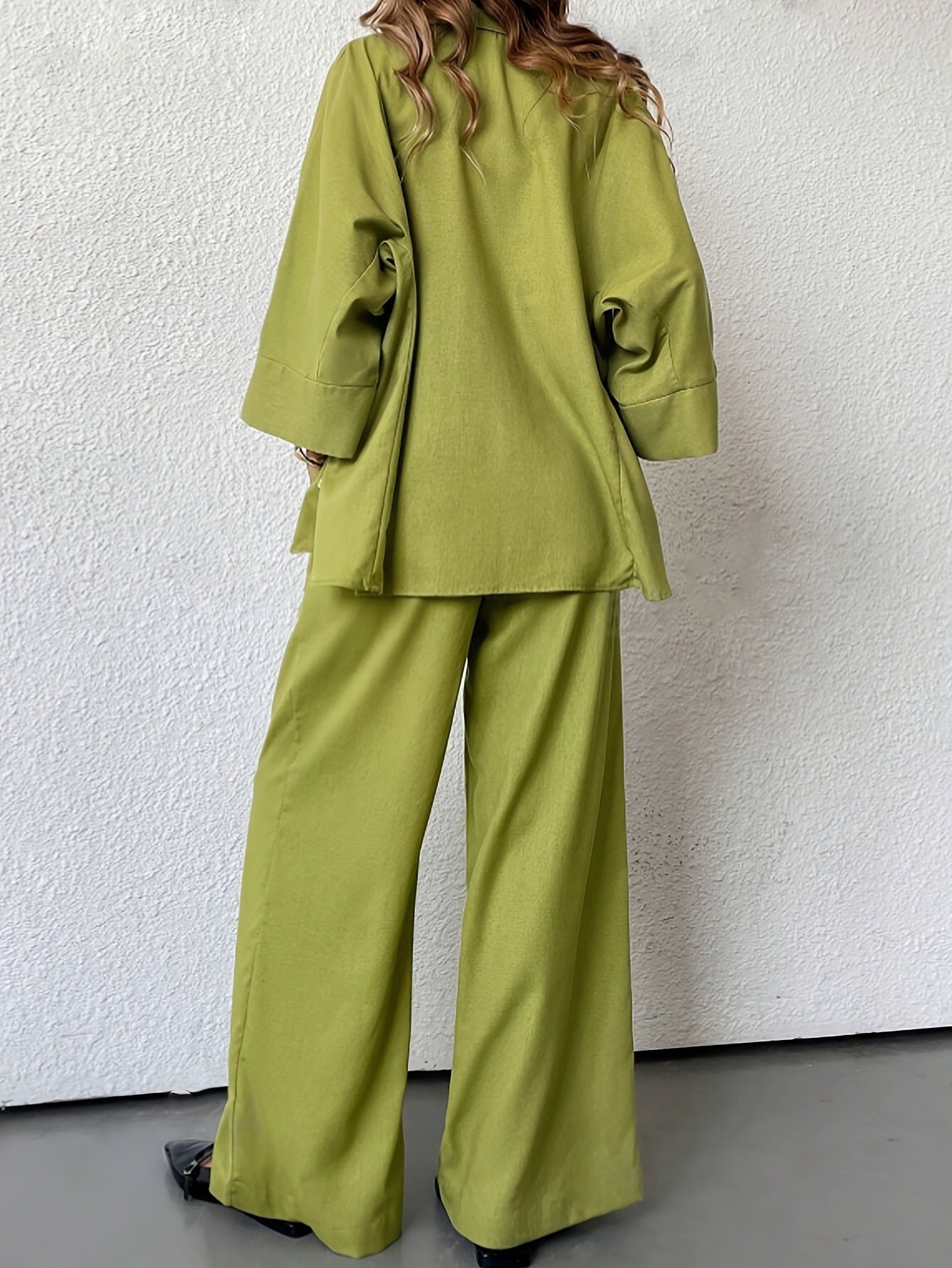 Oversized Shirt & Wide-Leg Pants Lounge Set