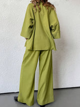 Oversized Shirt & Wide-Leg Pants Lounge Set