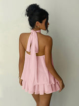 Halter Dress with Layered Skirt