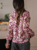 Floral Ruffled Collar Blouse