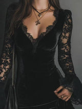 Black Lace V-Neck Dress