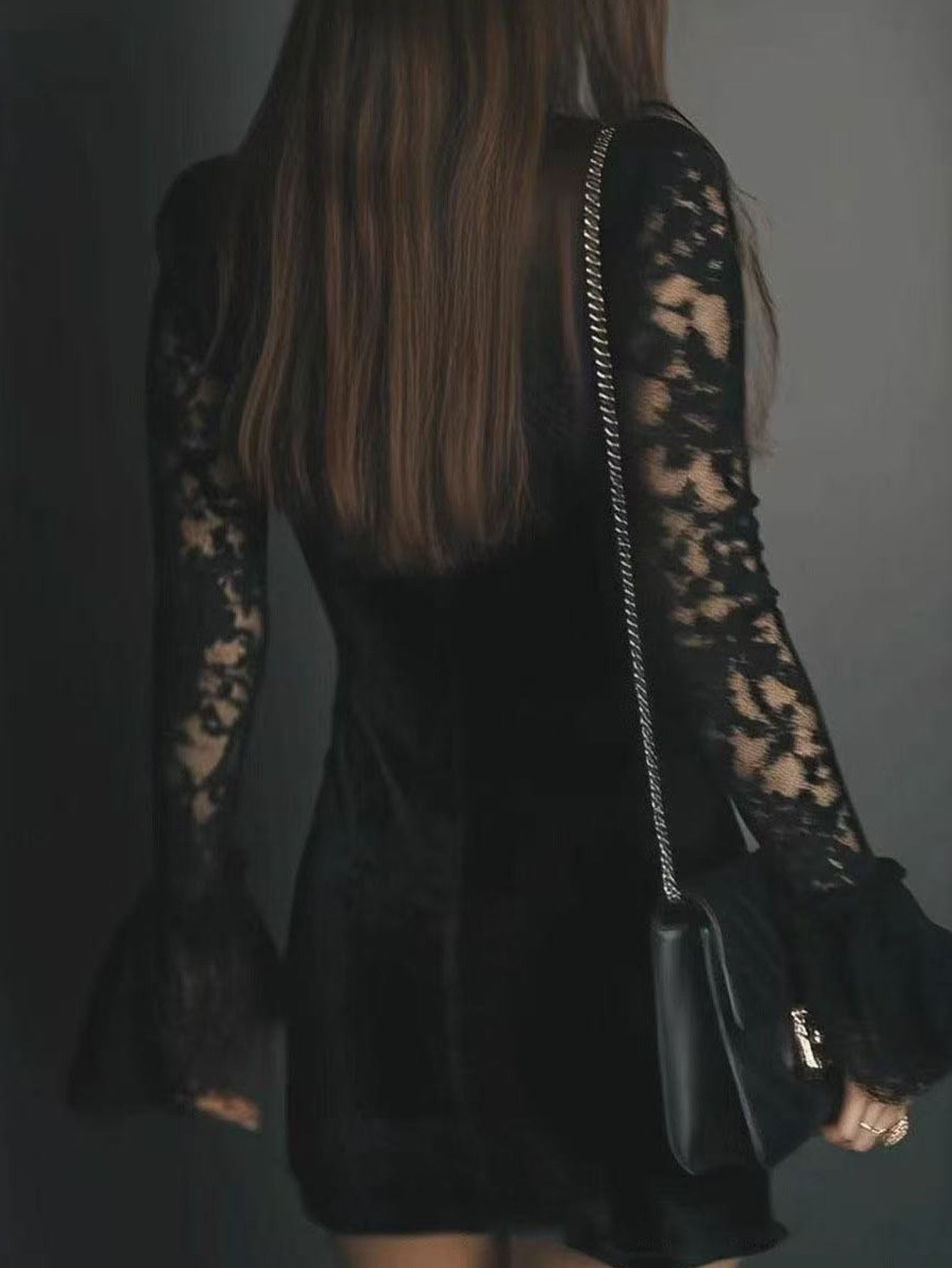 Black Lace V-Neck Dress