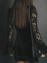 Black Lace V-Neck Dress