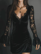 Black Lace V-Neck Dress
