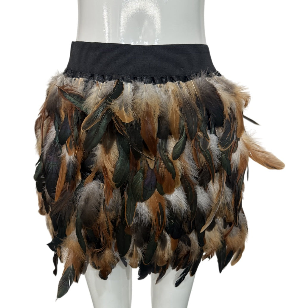Layered Skirt with Faux Fur Accents
