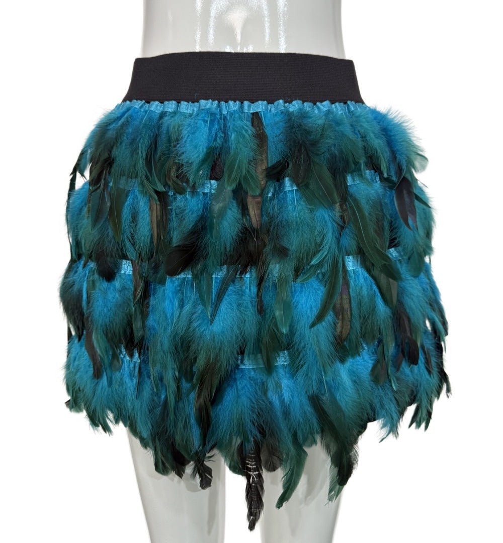 Layered Skirt with Faux Fur Accents