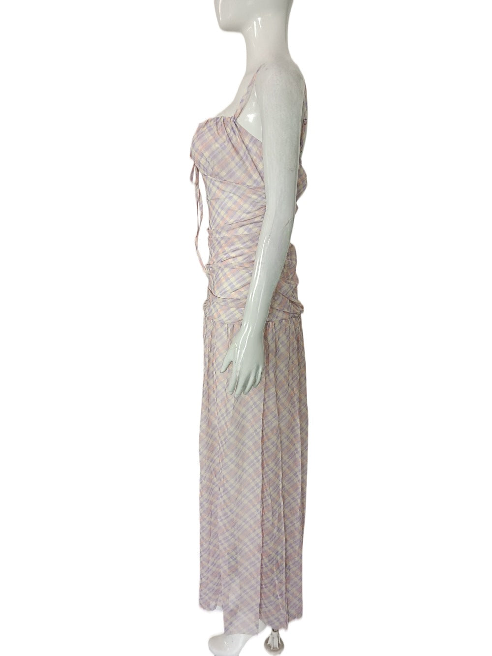 Plaid Sleeveless Dress with Tie Detail